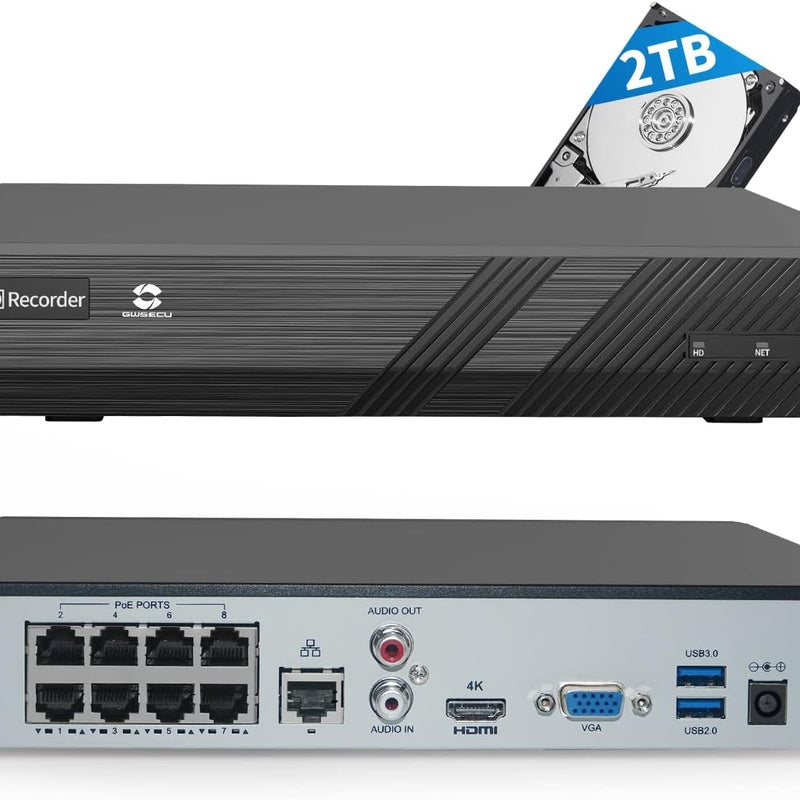 8-Channel PoE NVR — 2TB HDD Included